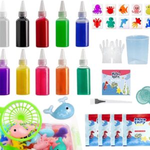 Magic Water Elf Toy Kit, 10 Colors Aqua Fairy Water Gel Kit with 10 Sea Creature Molds, Birthday Gifts, Arts & Crafts DIY Water Elf Kit for Kids - 100ml/3.5 fl oz