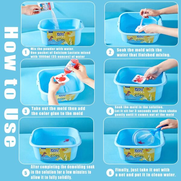 Magic Water Elf Toy Kit, 10 Colors Aqua Fairy Water Gel Kit with 10 Sea Creature Molds, Birthday Gifts, Arts & Crafts DIY Water Elf Kit for Kids - 100ml/3.5 fl oz - Image 3